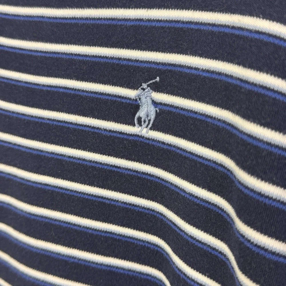Polo Ralph Lauren Navy Blue‎ Striped Polo Shirt Men's Large Classic Fit